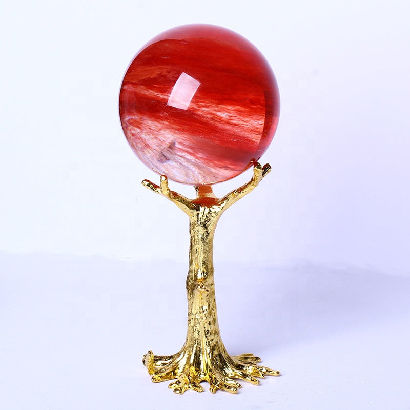 Wholesale Healing Crystal Ball Polished Red Smelting Quartz Crystal Sphere Crystal Crafts For Home Decoration
