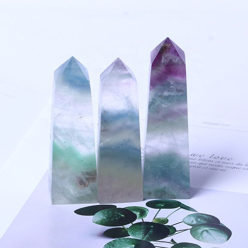 Wholesale Natural Crystal Rainbow Fluorite Tower Point Healing Stone Druzy Gemstone For Home Decoration