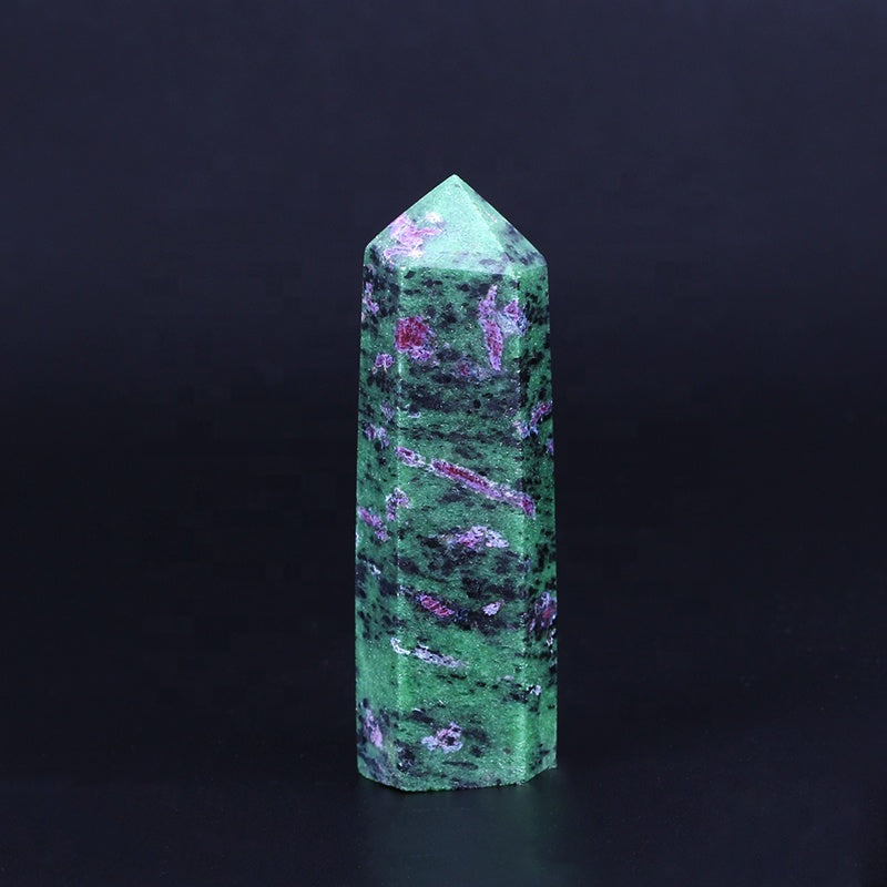 wholesale natural crystal wand green ruby zoisite wand point quartz crystal tower for healing semi-precious