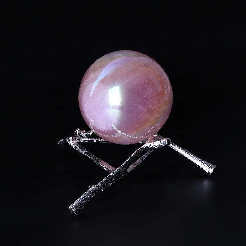 Wholesale Angel Aura Natural Healing Pink Rose Quartz Crystal Ball Crystal Sphere For Decoration