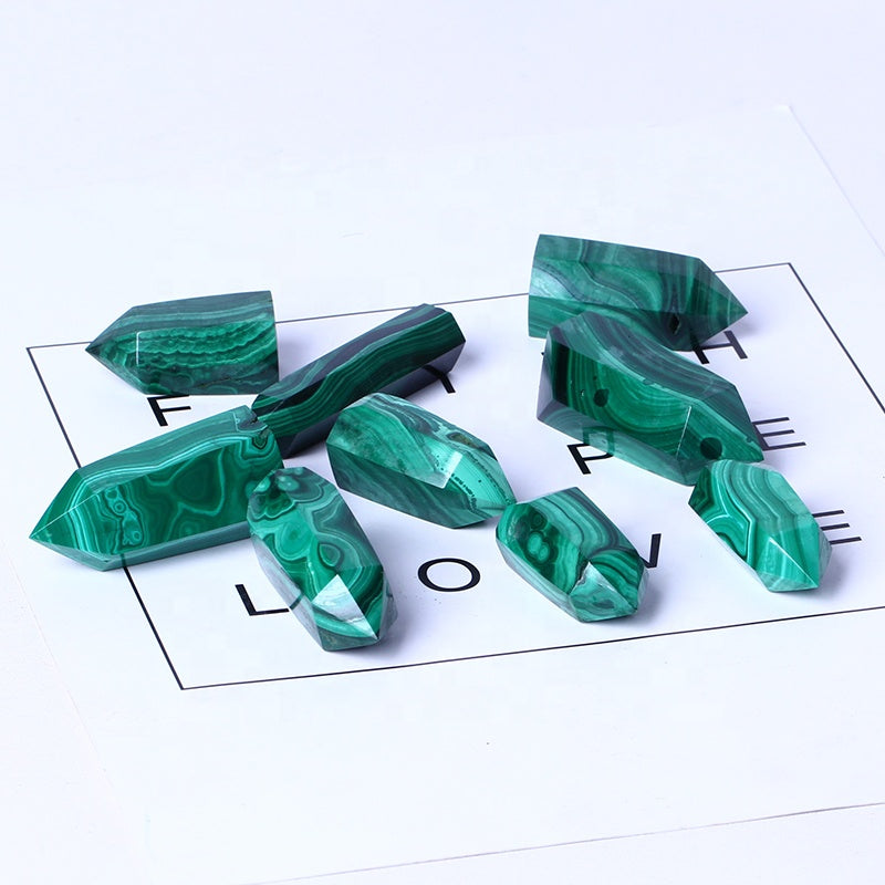 Wholesale Natural Gemstone Wands Polished Crystal Healing Obelisk Mini Malachite Tower Crystal Points For Gift And Decoration