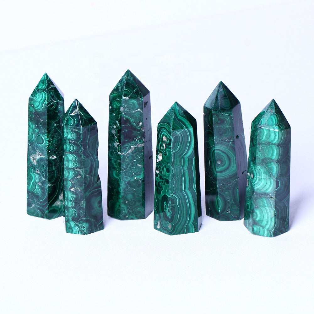 Wholesale Natural Gemstone Wands Polished Crystal Healing Obelisk Raw Malachite Tower Crystal Points For Gift And Decoration