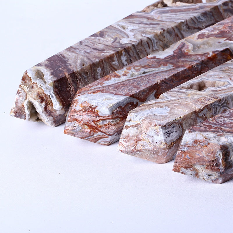Healing Crystal Stone Wand Natural Carved Gemstone Crystal Large Wand Polished Mexican Agate Point Tower For Healing