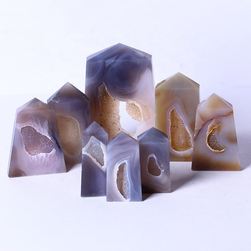New Arrival Natural Healing Crystal Stone Wand Agate Geode Point Quartz Crystal Tower For Gifts