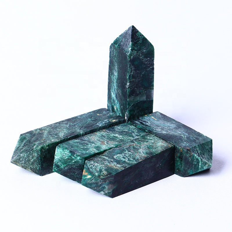 Natural Healing Crystal Eclogite Wholesale Bulk Gemstone Reiki Wands Green Mica Crystal Tower For Decoration