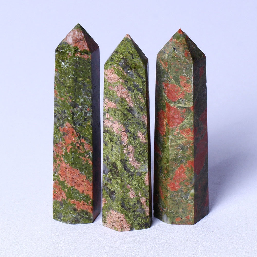 Wholesale bulk Spiritual Quartz Obelisk Healing Stone Tower natural unikite point Towers crystal Point Wand for decoration