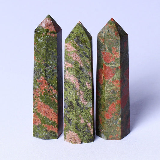 Wholesale bulk Spiritual Quartz Obelisk Healing Stone Tower natural unikite point Towers crystal Point Wand for decoration
