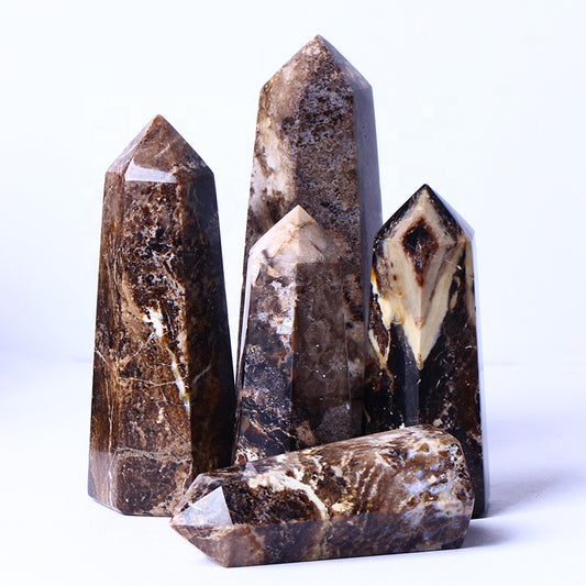 Wholesale Natural Healing Crystal Reiki Gemstone Black Opal Tower Point Wand For Home Decoration