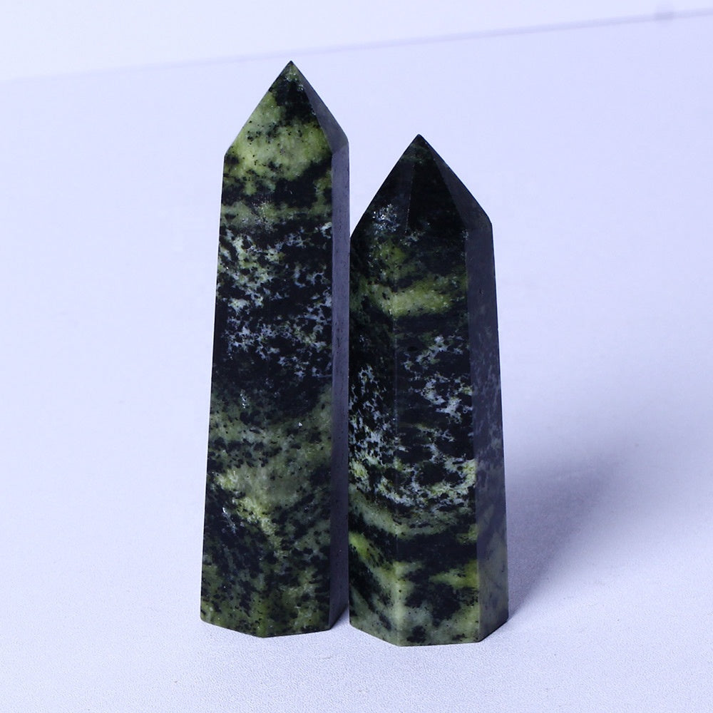 High Quality Wholesale Natural Stones Crystal Healing Point Green And Black Onyx Tower Crafts Crystal Healing Point For Feng Sh