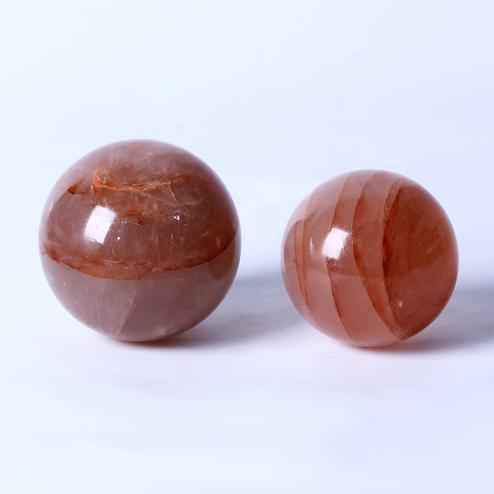 Natural High Quality Healing Crystal Ball Red Clear Fire Quartz Crystal Sphere Crystal Crafts For Home Decoration