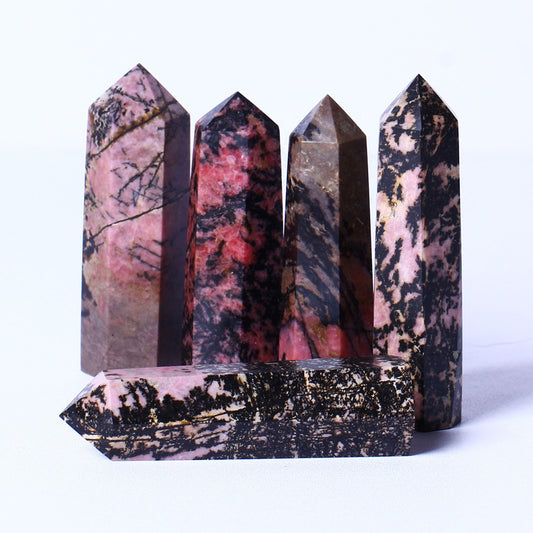 Natural Gemstone Obelisk Healing Stone Crystal Wand Rhodonite Crystal Quartz Tower Points For Home Decoration