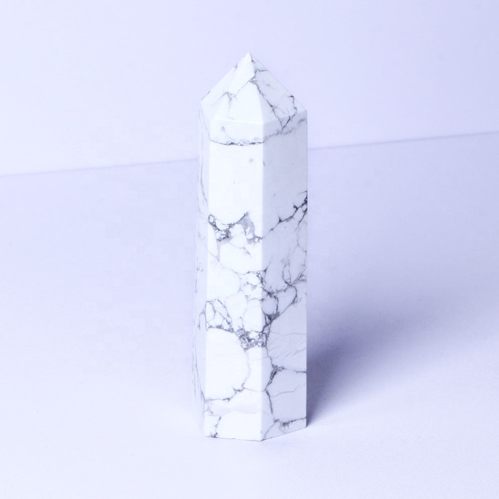 Wholesale Natural Crystal Wand Healing Reiki Howlite Point Quartz Crystal Tower For Home Decoration