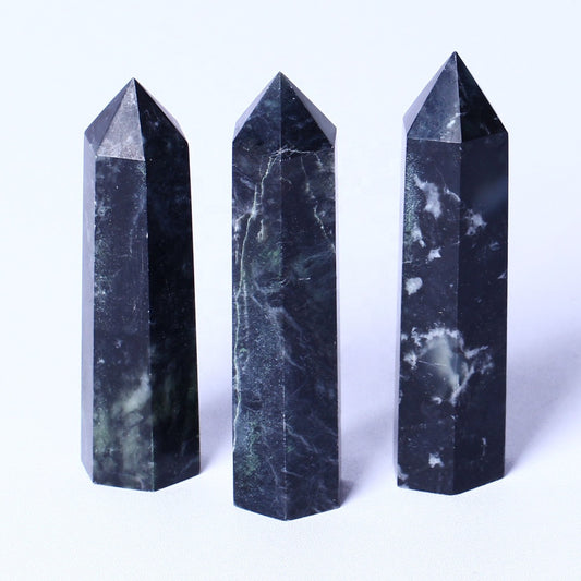 Wholesale bulk Spiritual Quartz Obelisk Healing Stone Tower natural dark palm obsidian Towers crystal Point Wand for decoration