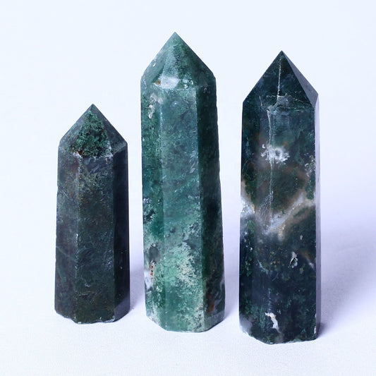 Wholesale bulk Spiritual Quartz Obelisk Healing Stone Tower natural geode moss agate Towers crystal Point Wand for decoration