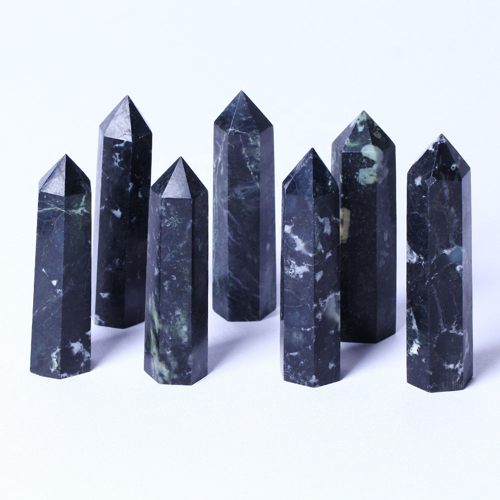 Wholesale bulk Spiritual Quartz Obelisk Healing Stone Tower natural dark palm obsidian Towers crystal Point Wand for decoration