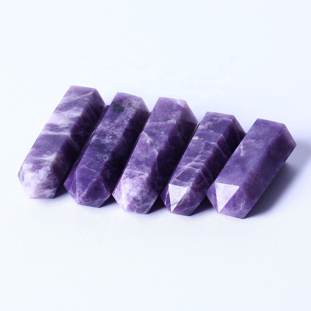 6bulk wholesale crystal craft folk craft crystals healing point natural lepidolite crystal healing point for feng shui decoration
