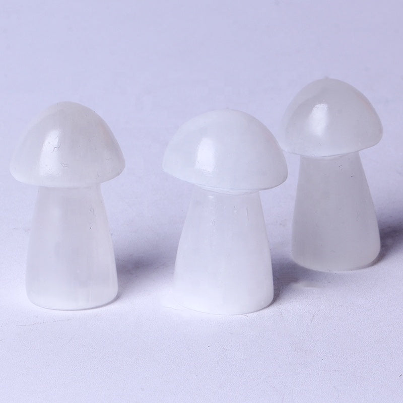 Hand Carved Healing Stones Rough Selenite Mushroom Crystal Crafts Natural Carvings For Decoration