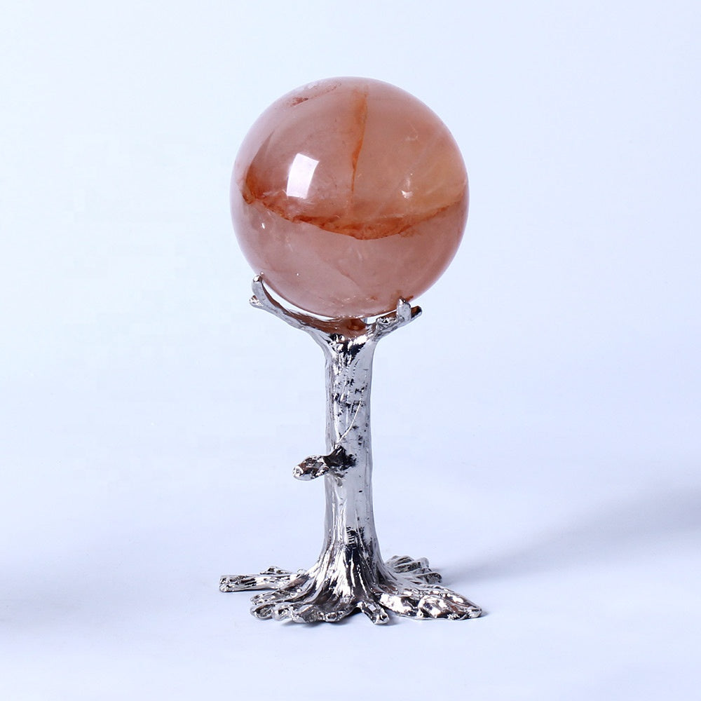 Natural High Quality Healing Crystal Ball Red Clear Fire Quartz Crystal Sphere Crystal Crafts For Home Decoration