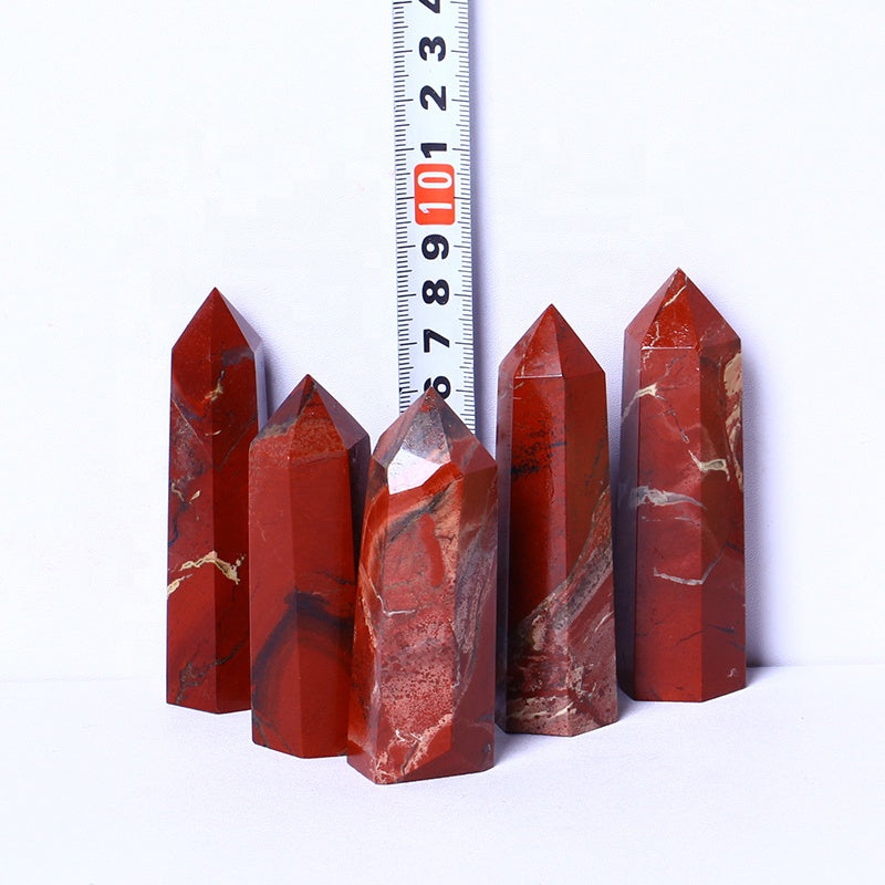 Natural Gemstone Wands High Quality Red Jasper Tower Crystal Point Healing Quartz Tower For Decoration