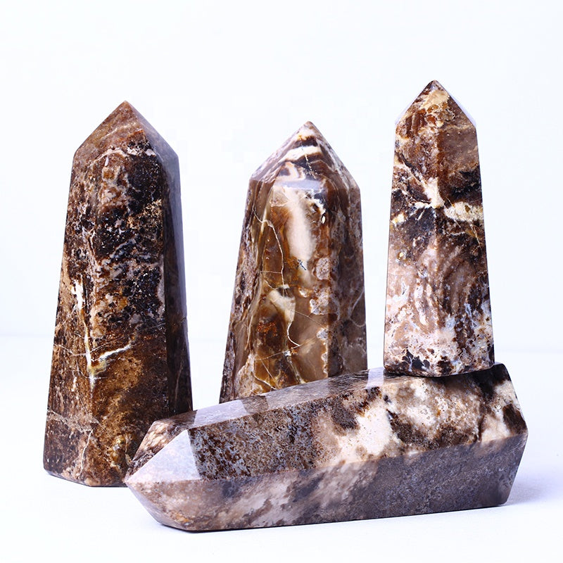 Wholesale Natural Healing Crystal Reiki Gemstone Black Opal Tower Point Wand For Home Decoration