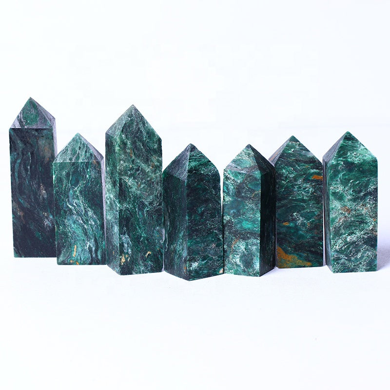 Natural Healing Crystal Eclogite Wholesale Bulk Gemstone Reiki Wands Green Mica Crystal Tower For Decoration