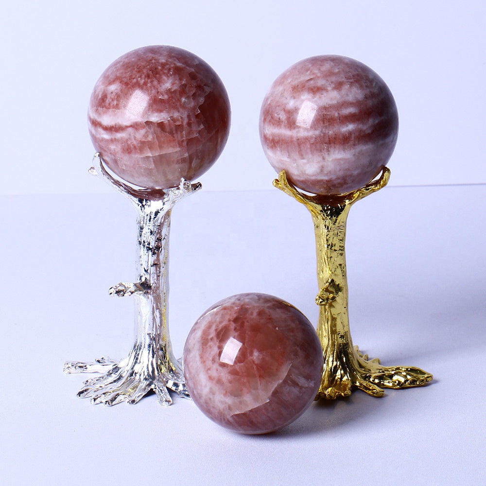 Wholesale Natural Gemstone Healing Crafts Crystal Stone Ball Pink Caribbean Calcite Quartz Crystal Sphere Crystal For Decorati