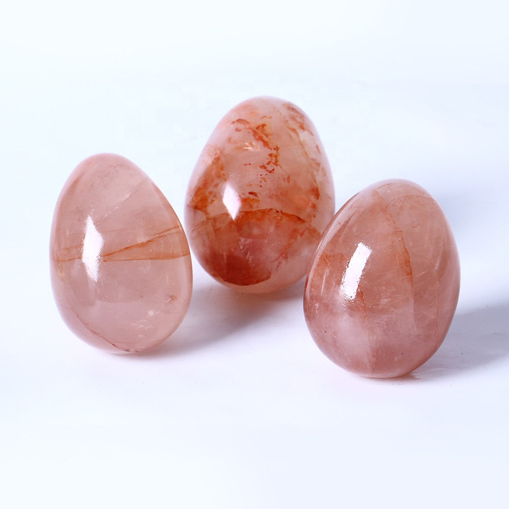 Polished Healing Crystal Stones Hematoid Quartz Eggs Fire Quartz Crystal Natural Gemstone Home Decoration Crystal Image Folk Art