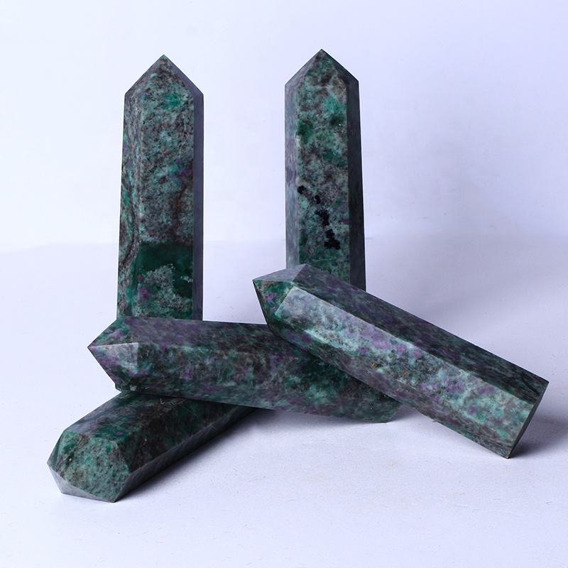 Wholesale Natural Crystal Tower Large Gemstone Wand Healing Big Chinese Ruby Zoisite Tower Quartz Crystal Tower For Decoration