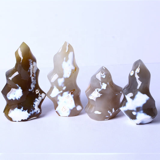 Healing Natural High Quality Crystal Rough Stone Colorful Agate Mineral Specimen Rough Orca Agate Flame For Home Decoration