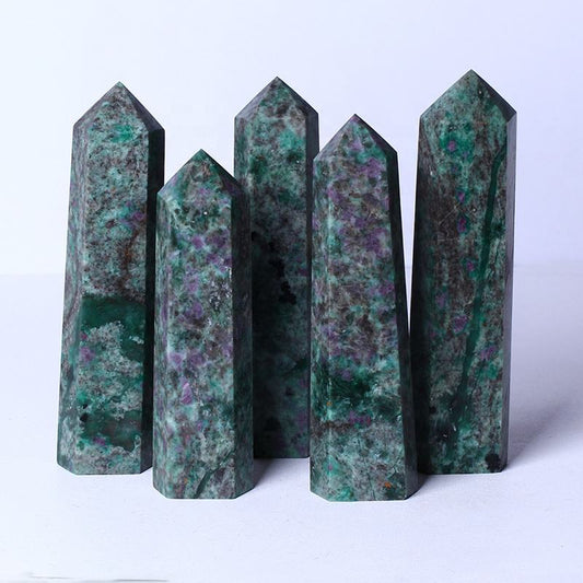 Wholesale Natural Crystal Tower Large Gemstone Wand Healing Big Chinese Ruby Zoisite Tower Quartz Crystal Tower For Decoration