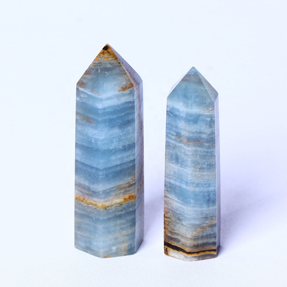 Wholesale Natural Healing Crystal Stones Raw Gemstone Healing Polished Wand Blue Onyx Tower Crystal Crafts Quartz Points For De
