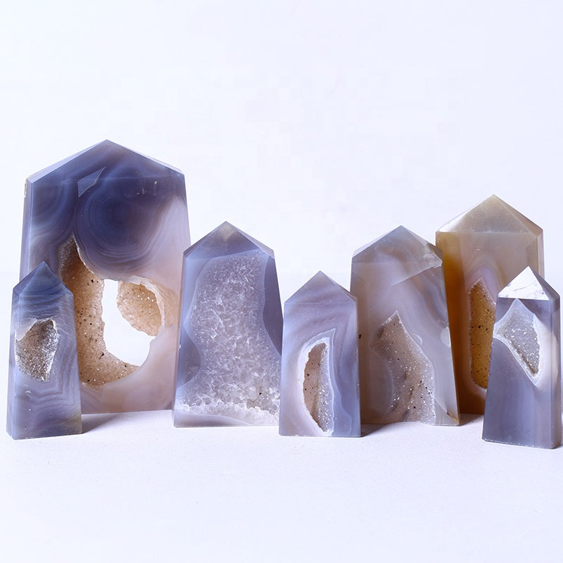 New Arrival Natural Healing Crystal Stone Wand Agate Geode Point Quartz Crystal Tower For Gifts