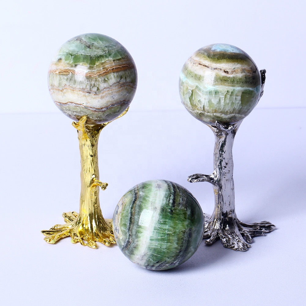 Wholesale Natural Gemstone Healing Crystal Stone Ball Green Caribbean Calcite Quartz Crystal Sphere Crystal Craft For Decoration