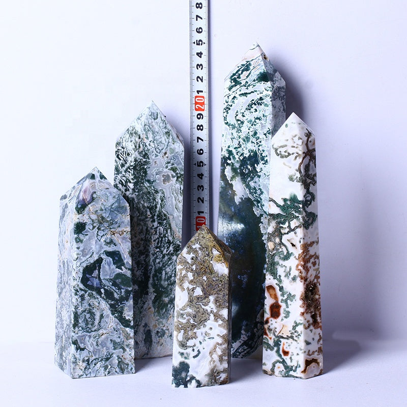 Wholesale High Quality Natural Quartz Points Wand Rock Crystal Moss Agate Towers Single Points For Healing