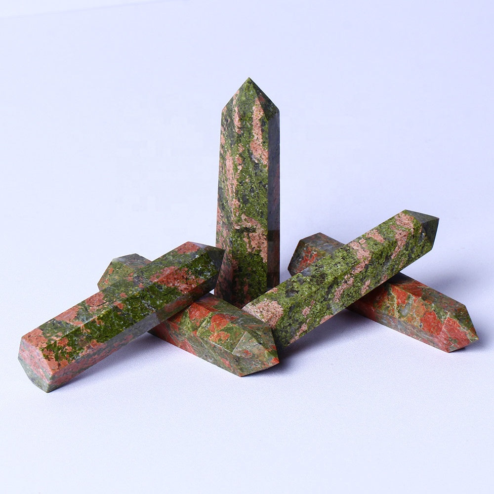 Wholesale bulk Spiritual Quartz Obelisk Healing Stone Tower natural unikite point Towers crystal Point Wand for decoration