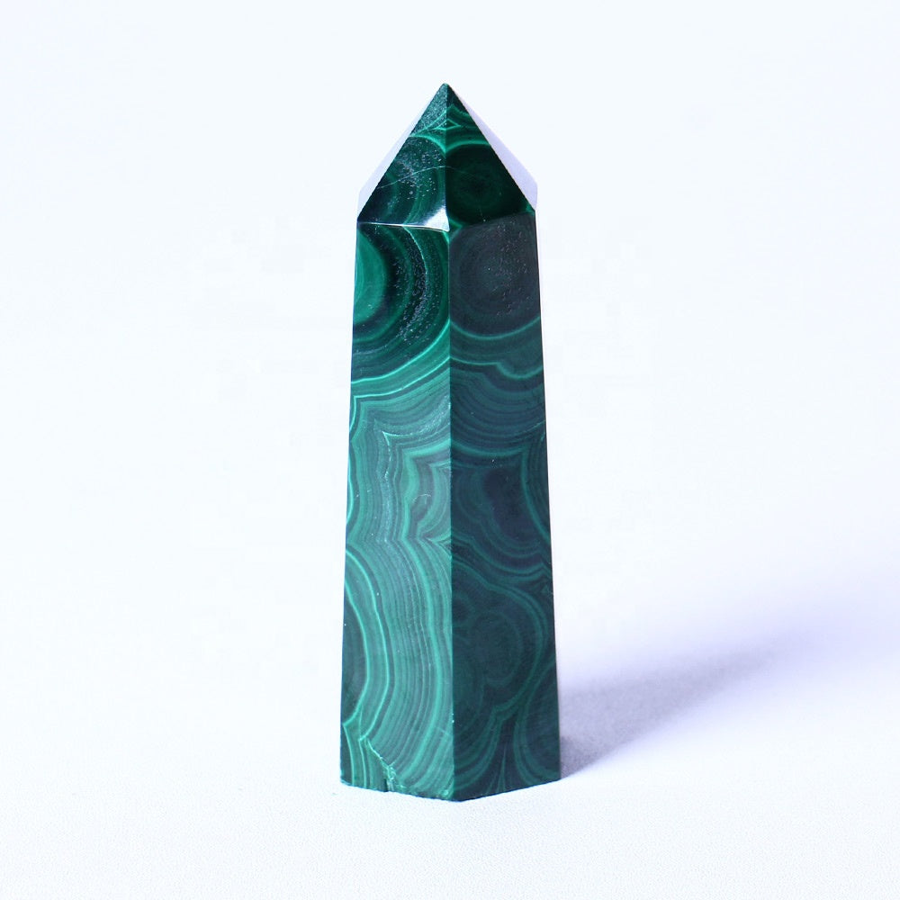 Wholesale Natural Gemstone Wands Polished Crystal Healing Obelisk Raw Malachite Tower Crystal Points For Gift And Decoration