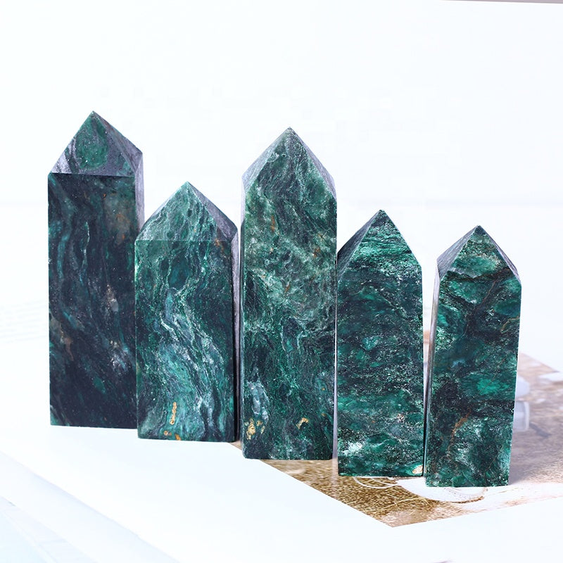 Natural Healing Crystal Eclogite Wholesale Bulk Gemstone Reiki Wands Green Mica Crystal Tower For Decoration