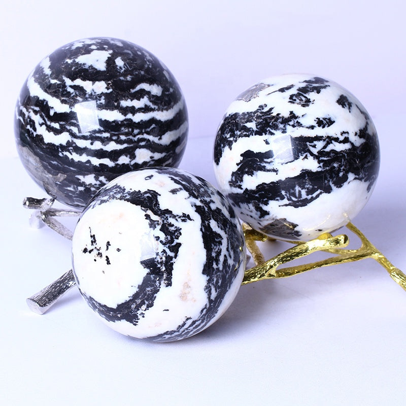Wholesale High Quality Gemstone Healing Folk Natural Zebra Stone Sphere crystal craft or decoration
