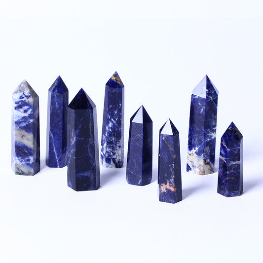 bulk Wholesale Spiritual Quartz Obelisk Healing Stone Tower natural blue sodalite quartz tower crystal Point Wand for decoration