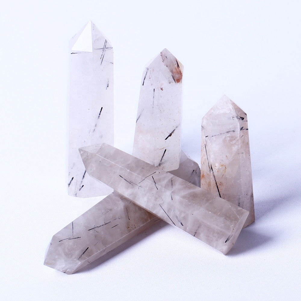 Wholesale Natural Healing Crystal Stones Raw Gemstone Wand Black Tourmaline Tower Crystal Crafts Quartz Points For Decoration
