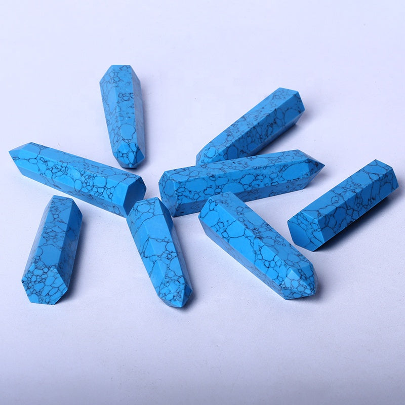 Wholesale Natural Crystal Wand Blue Turquoise Point Quartz Crystal Tower For Healing