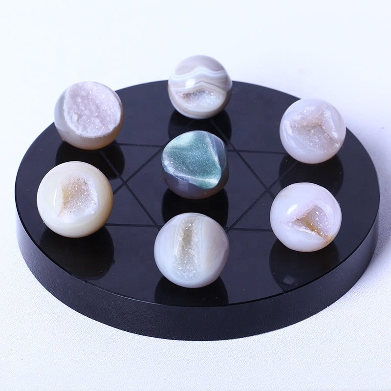 Wholesale High Quality Gemstone Natural Druzy Agate Open Mouth Laughed Mini Sphere For Home Decoration
