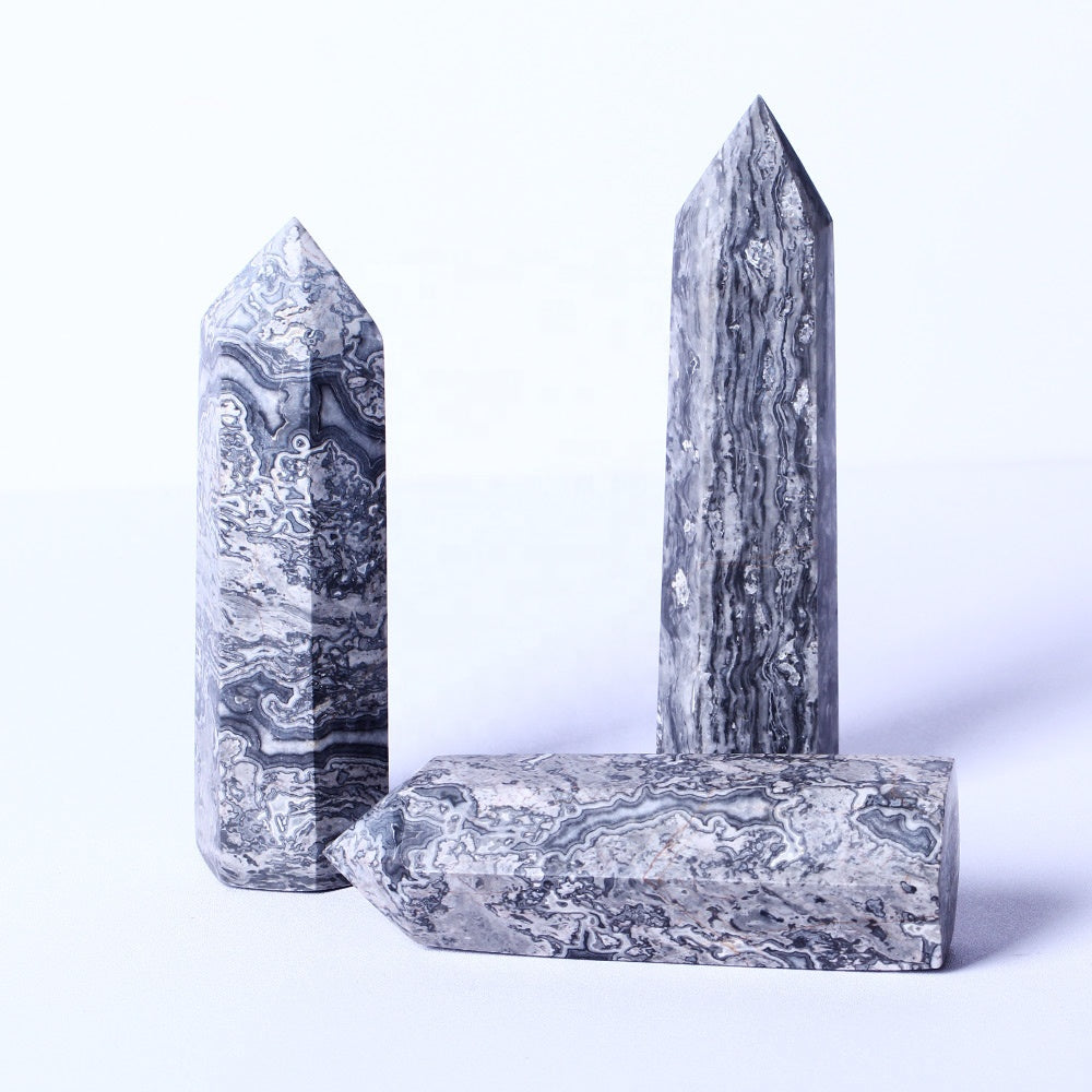 wholesale natural crystal wand Picasso Jasper quartz crystal point tower for healing