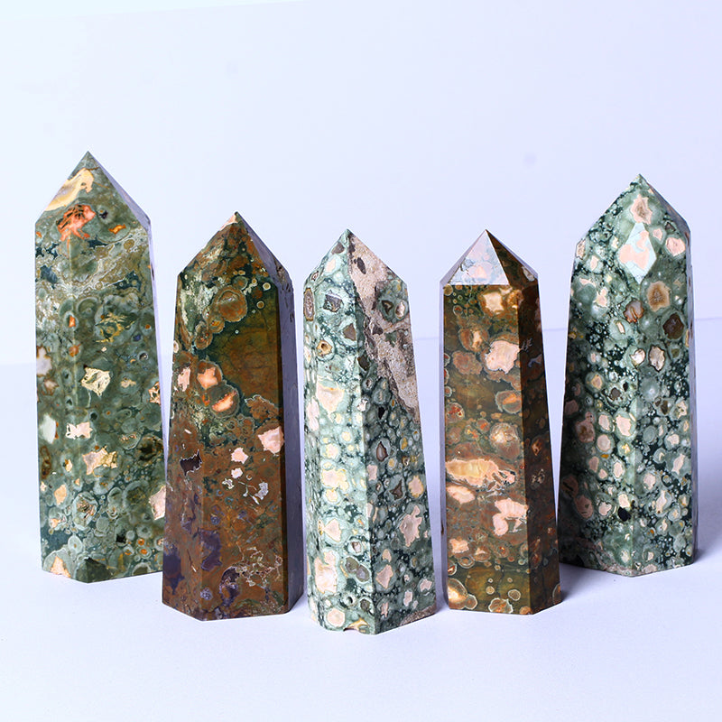 Wholesale bulk Spiritual Quartz Obelisk Healing Stone Tower Green strawberry quartz Towers Point Wand for decoration
