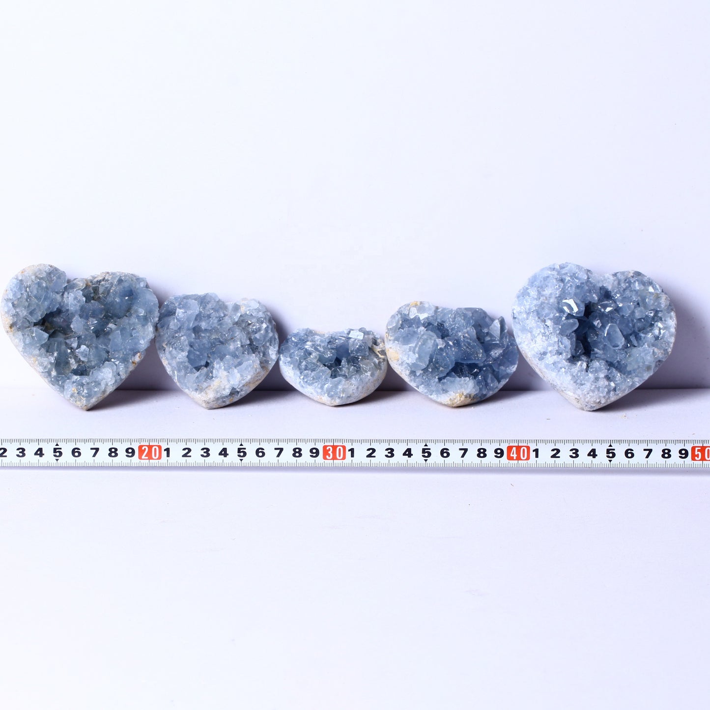 High Quality Natural Crystal Healing Stone Rough Celestile Cluster Heart Carved Hearts Gemstone Heart For Gifts