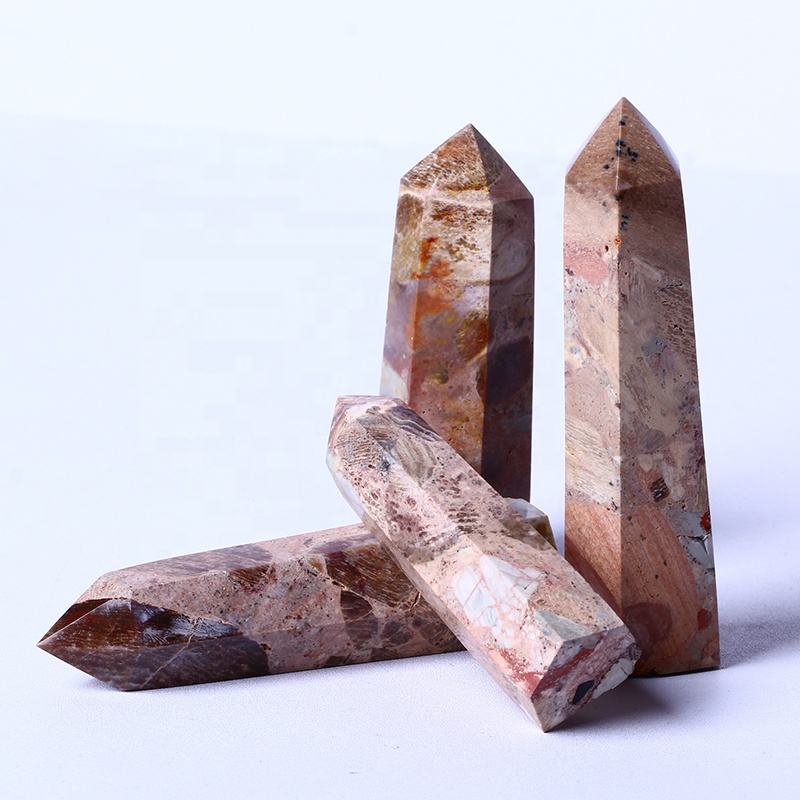 New Arrive High Quality Natural Crystal Wand Picture Jasper Tower Point Mineral Specimens For Decoration