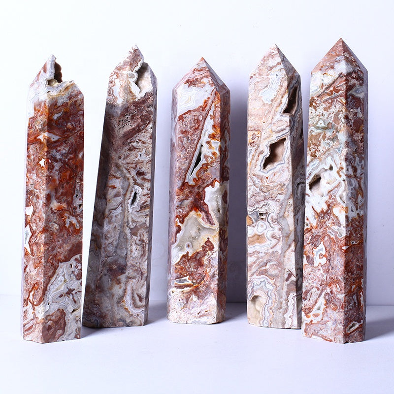 Healing Crystal Stone Wand Natural Carved Gemstone Crystal Large Wand Polished Mexican Agate Point Tower For Healing
