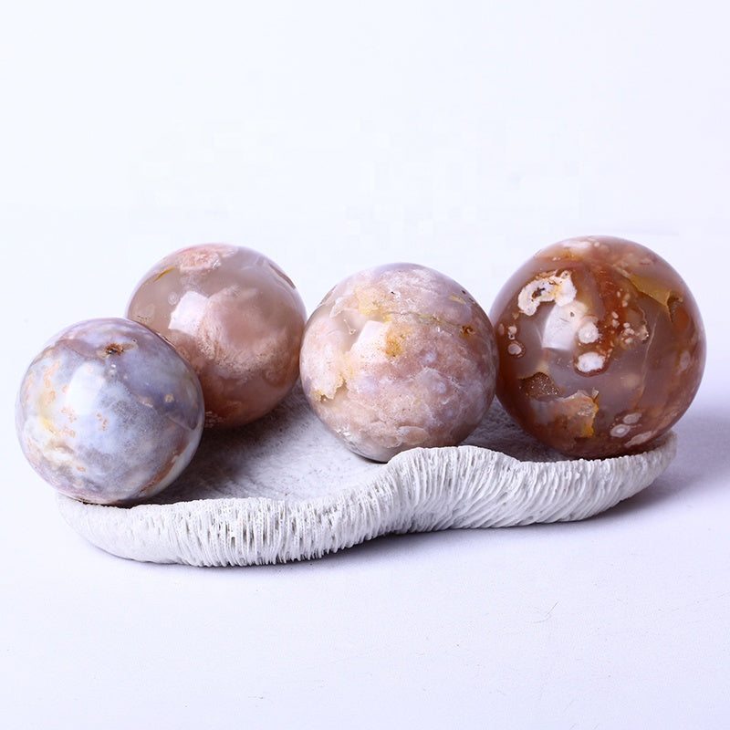 Wholesale High Quality Bulk Healing stones Natural Polished Flower Agate Balls Cherry Agate Spheres For Decoration