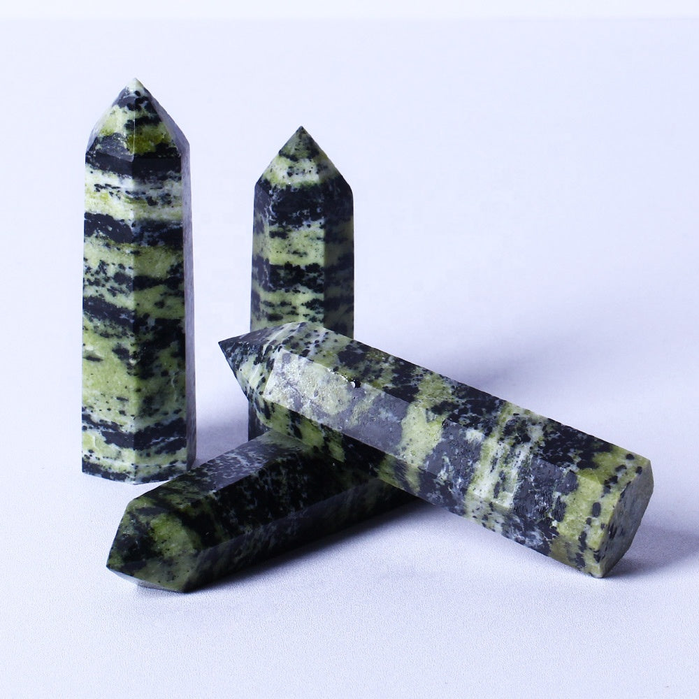 High Quality Wholesale Natural Stones Crystal Healing Point Green And Black Onyx Tower Crafts Crystal Healing Point For Feng Sh