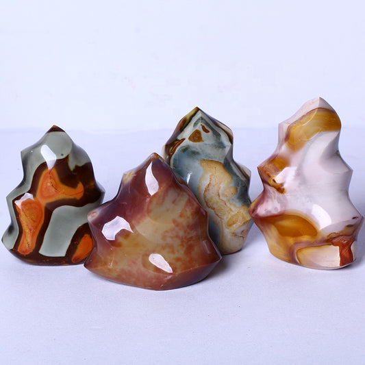 Healing Natural High Quality Crystal Rock Stone Mineral Specimen Rough Polychrome Flame Standing Stone For Home Decoration